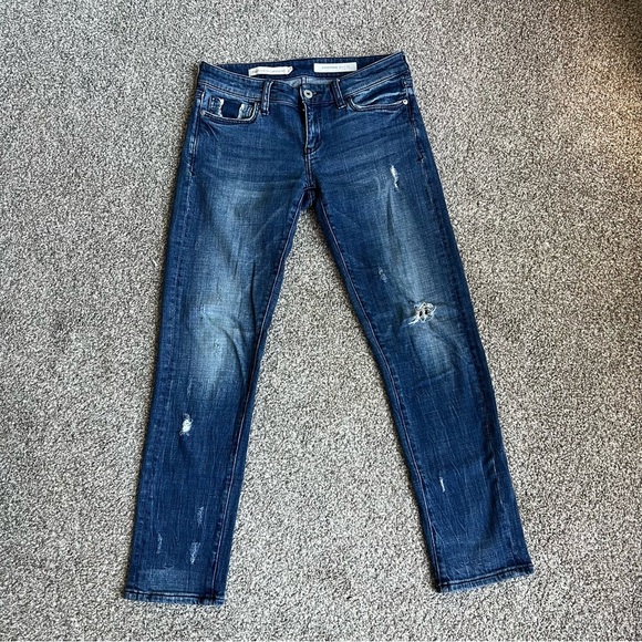 Pilcro and the Letterpress Slim Boyfriend Medium Wash Distressed Jeans, Size 25 - Picture 1 of 9